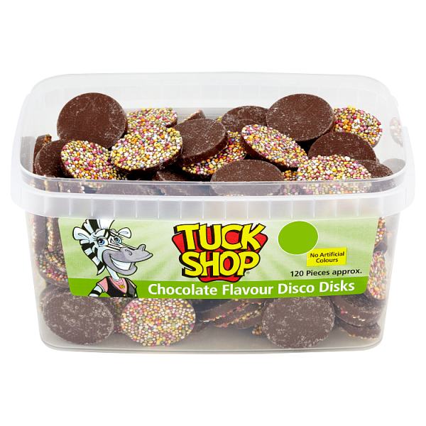 Tuck Shop Chocolate Flavour Disco Disks 120 Pieces 720g Tuck Shop