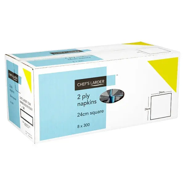 Chef's Larder 300 Napkins 2 Ply Black 24cm, Case of 8 Chef's Larder