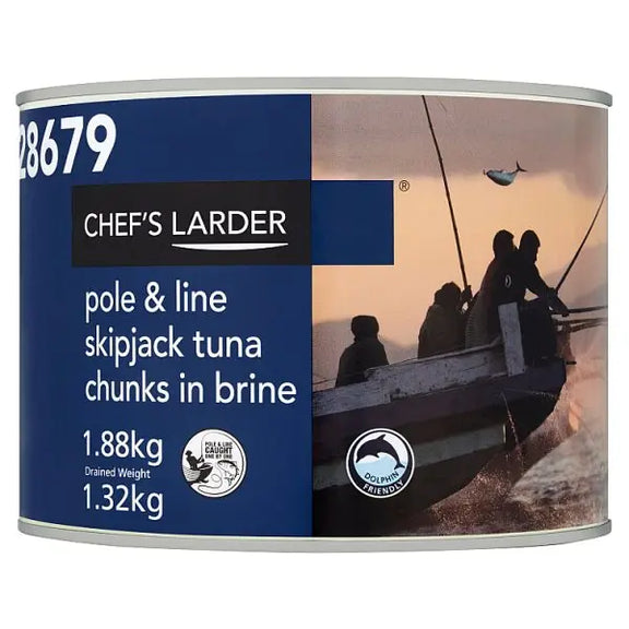 Chef's Larder Pole & Line Skipjack Tuna Chunks in Brine 1.88kg Tinned ...