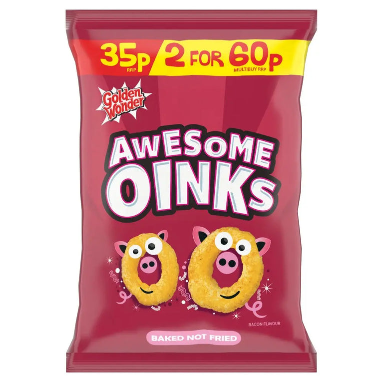 Golden Wonder Awesome Oinks Bacon Flavour 22g [PM 35p 2 for 60p ], Case of 36 Golden Wonder
