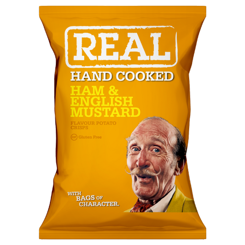 REAL Ham & English Mustard Flavour Potato Crisps 45g, Case of 18 Real