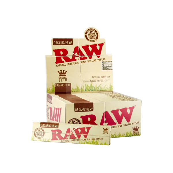 50 Raw Organic Hemp King Size Slim Rolling Papers Raw