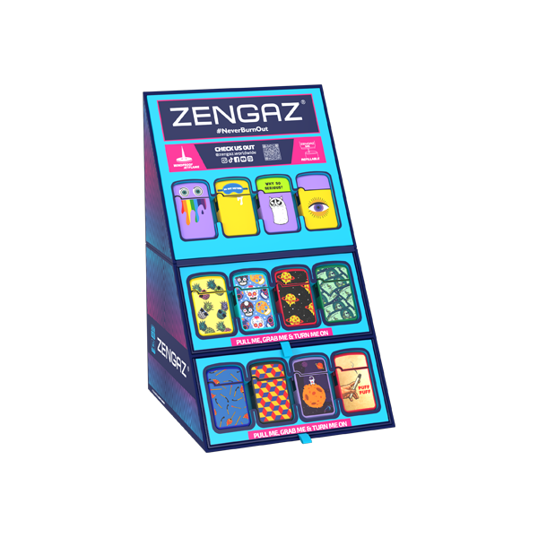 Zengaz Cube ZL-12 Royal Jet (EU-S3) - Jet Flame Lighters Bundle + 48 Lighters with Cube display stand Zengaz