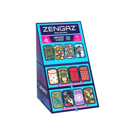 Zengaz Cube ZL-12 Royal Jet (EU-S7) - Jet Flame Lighters Bundle + 48 Lighters with Cube display stand Zengaz