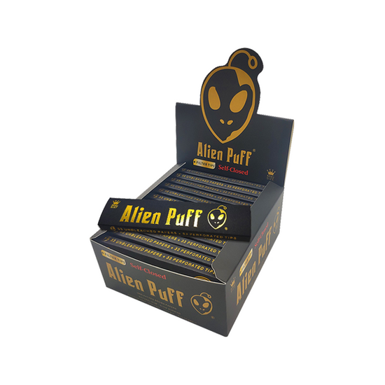 33 Alien Puff Black & Gold King Size Unbleached Brown Rolling Papers + Tips ( HP103 ) Alien Puff