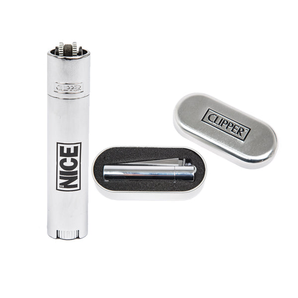 Mr Nice Logo Metal Clipper Lighter - Silver MR Nice