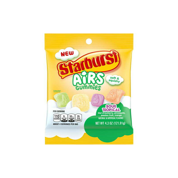 USA Starburst Air Gummies Sour Tropical Share Bag - 122g Starburst