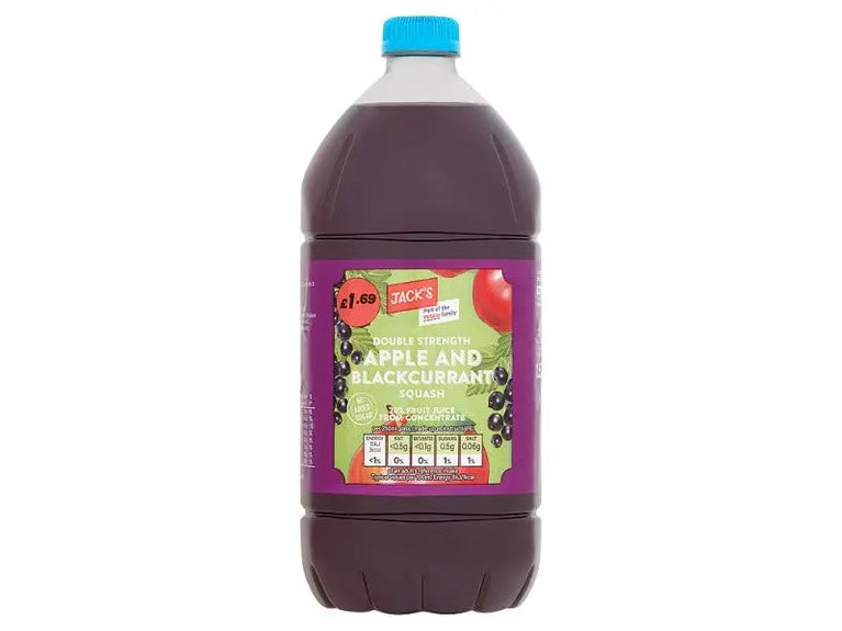 Jack's Double Strength Apple & Blackcurrant Squash 1.5 Litre [PM £1.69 Double Strength ], Case of 8 Jack's