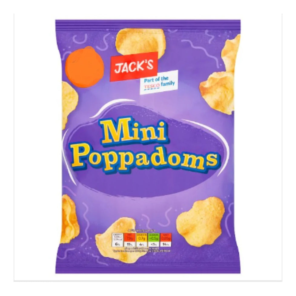 Jack's Mini Poppadoms 30g [PM 75p 2 for £1.25 ], Case of 18 Jack's