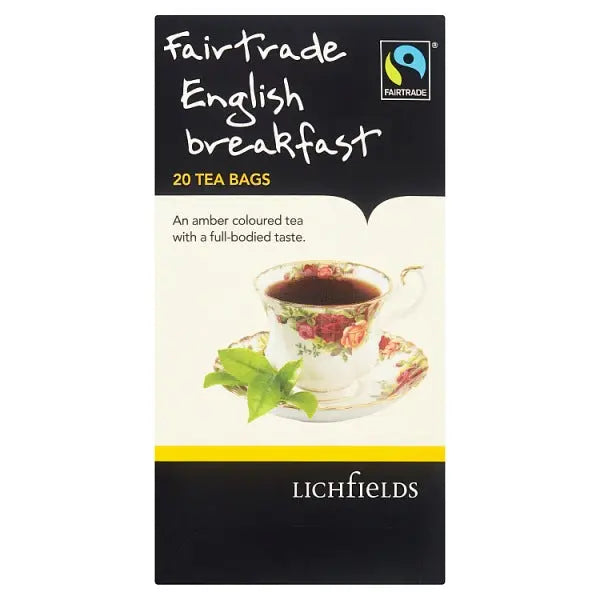 Lichfields Fairtrade English Breakfast 20 Tea Bags 40g, Case of 6 Lichfields