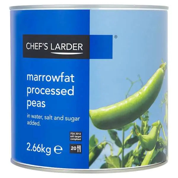 Marrowfat Processed Peas in Water Salt and Sugar Added 2.66kg, Case of 6 Chef's Larder