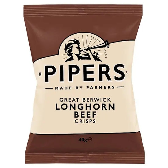Pipers Great Berwick Longhorn Beef Crisps 40g, Case of 24 Pipers