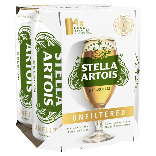 Stella Artois Unfiltered 4 x 440ml, Case of 6 Stella Artois