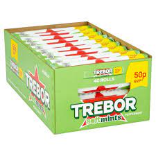Trebor Softmints Peppermint 50p Mints Roll 44.9g, Case of 40 Trebor
