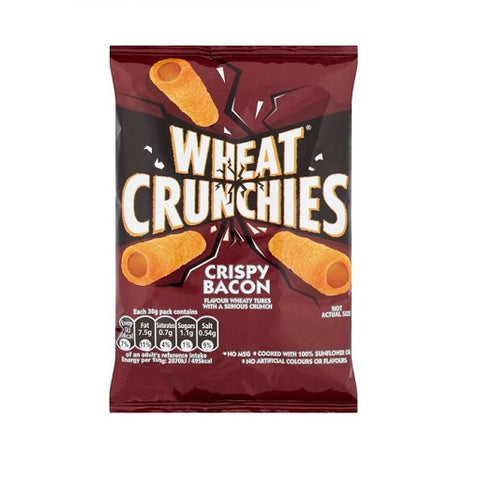 Wheat Crunchies Crispy Bacon Flavour Wheaty Tubes with a Serious Crunch 32g [PM 50p ],  Case of 30 Wheat Crunchies