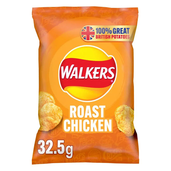 Walkers Roast Chicken Crisps 32.5g, Case of 32 (BUY ANY 3 GET 2.75 OFF) (Offer until 16/07/2024) Walkers