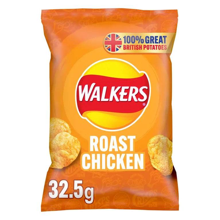 Walkers Roast Chicken Crisps 32.5g, Case of 32 (BUY ANY 3 GET 2.75 OFF) (Offer until 16/07/2024) Walkers