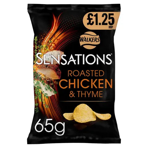 Walkers Sensations Roasted Chicken & Thyme Crisps 65g [PM £1.25 ], Case of 15 Walkers Sensations