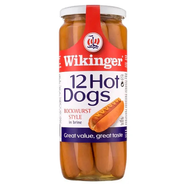 Wikinger 12 Hot Dogs Bockwurst Style in Brine 1030g, Case of 6 British Hypermarket-uk Wikinger