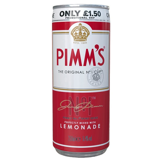 Pimm's No.1 Cup and Lemonade 250ml Ready to Drink Premix Can, Case of 12 Pimm's