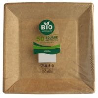 Bio Disposables 50 Square Kraft Plates 23cm (Case of 8) British Hypermarket-uk