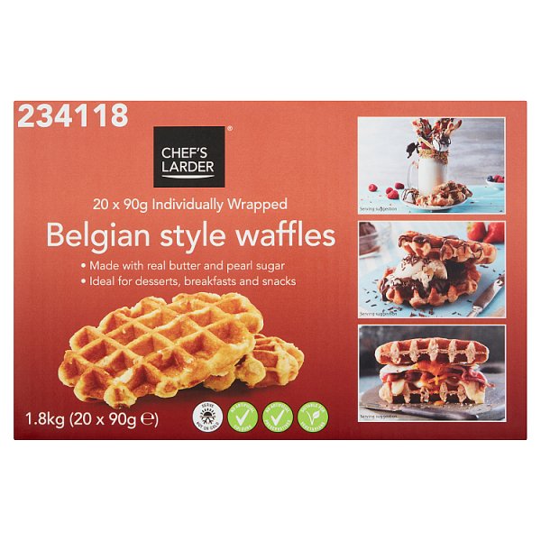 Chef's Larder Belgian Style Waffles 20 x 90g (1.8kg) Chef's Larder