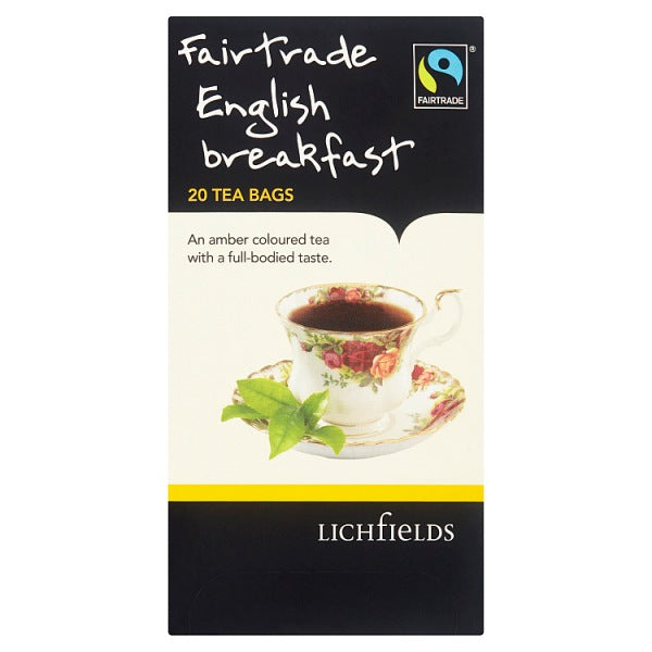 Lichfields Fairtrade English Breakfast 20 Tea Bags 40g, Case of 6 Lichfields