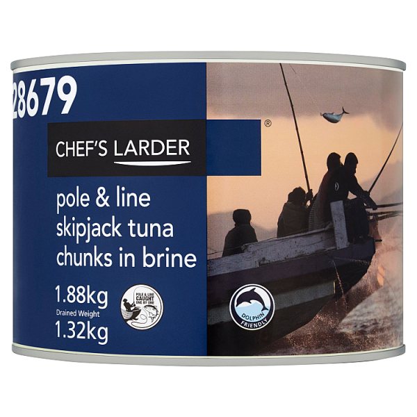 Chef's Larder Pole & Line Skipjack Tuna Chunks in Brine 1.88kg. Case of 6 Chef's Larder
