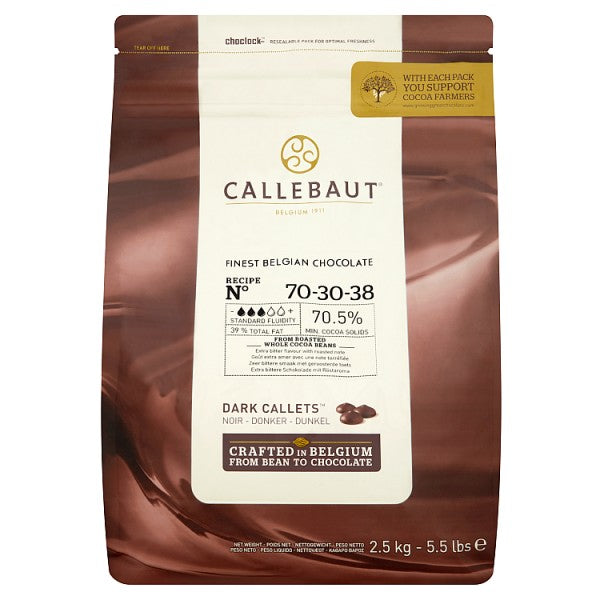 Callebaut Finest Belgian Chocolate 70% Extra Bitter Callets 2.5kg, Case of 4 British Hypermarket-uk Callebaut
