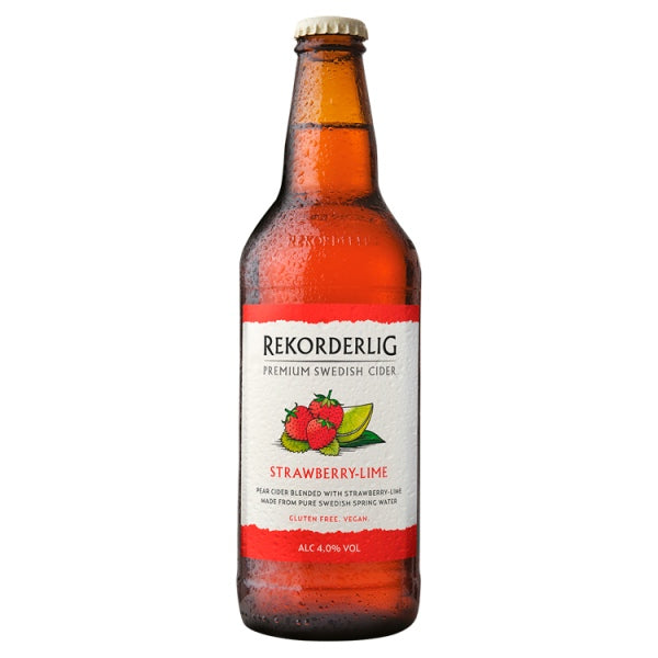 Rekorderlig Premium Swedish Strawberry-Lime Cider 500ml, Case of 8 British Hypermarket-uk Rekorderlig