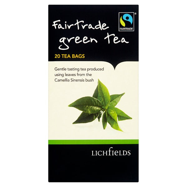 Lichfields Fairtrade Green Tea 20 Tea Bags 40g, Case of 6 Lichfields