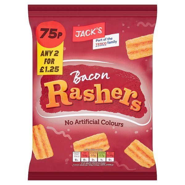 Jack's Bacon Rashers 70g [PM 75p 2 for £1.25 ], Case of 16 Jack's