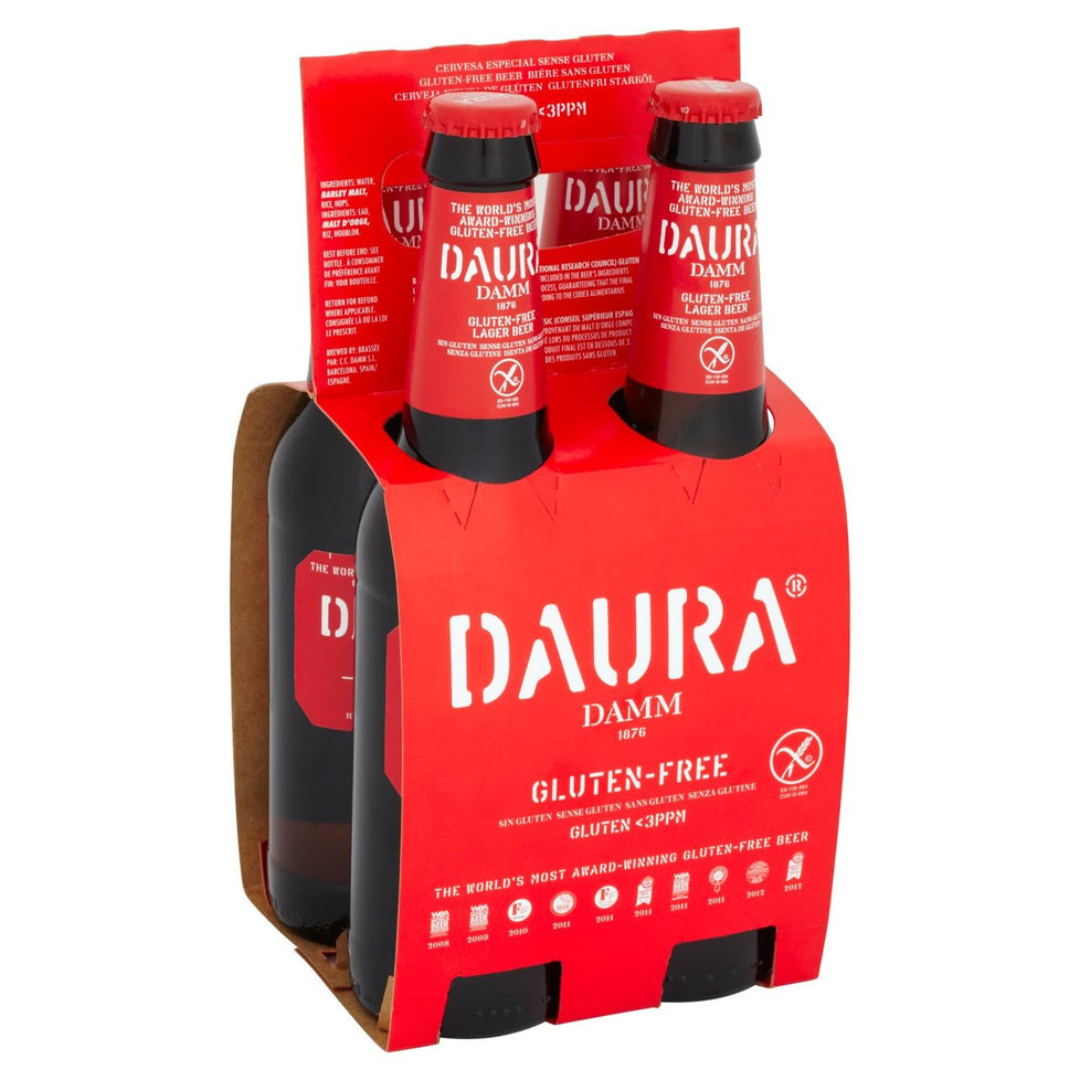 Daura Gluten-Free Lager Beer 4 x 330ml, Case of 24 Estrella Damm