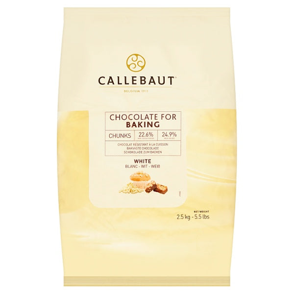Callebaut Chocolate for Baking Chunks White 2.5kg, Case of 4 British Hypermarket-uk Callebaut