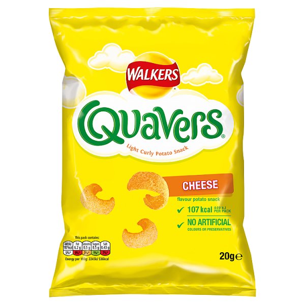 Walkers Quavers Cheese Snacks 20g, Case of 32 (BUY ANY 3 GET 2.75 OFF) (Offer until 16/07/2024) Quavers