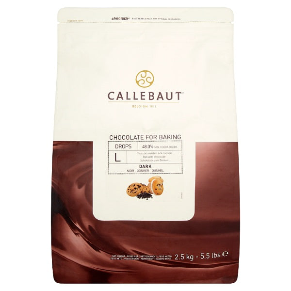 Callebaut Chocolate for Baking Drops Dark 2.5kg, Case of 4 British Hypermarket-uk Callebaut