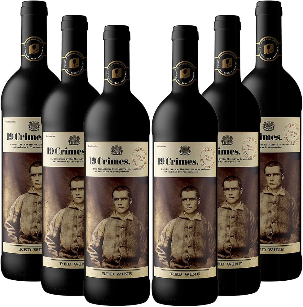 19 Crimes Red wine 75cl, Case of 6 19 Crimes