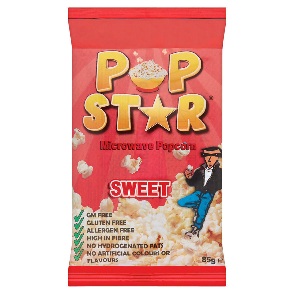 POP STAR Microwave Popcorn Sweet 85g [PM 60p ], Case of 15 POP STAR