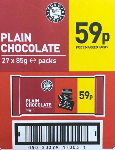 Euro Shopper Plain Chocolate 85g [PM 59P], Case of 27 Euro Shopper