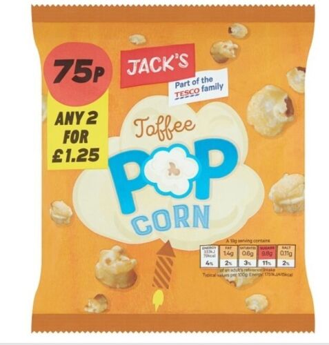 Jack's Toffee Popcorn 38g [PM 75p 2 for £1.25 ], Case of 16 Jack's